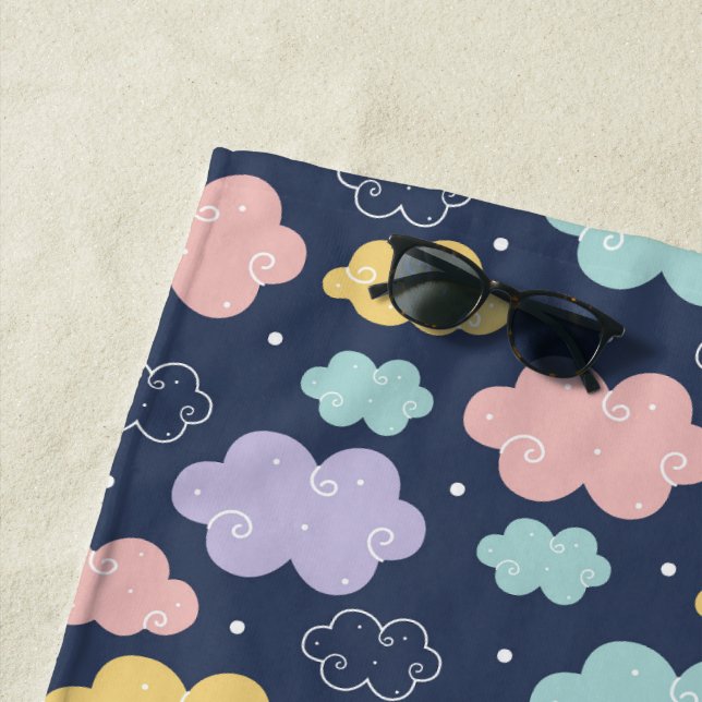 De Playa Toalla Cute Kawaii Cloud Pattern Beach (In situ)