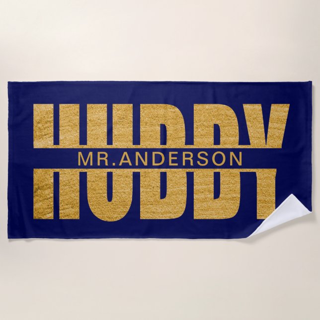 De Playa Toalla Groom Beach Hubby Blue And Gold (Anverso)