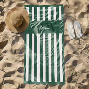 De Playa Toalla Personalizada Clásica Verde y Blanca con Ra