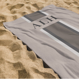 De Playa Toalla Personalizada con Raya Neutral Moderno Inic
