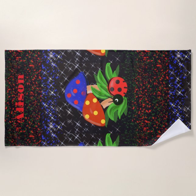 De Playa Toalla personalizada Ladybug (Anverso)