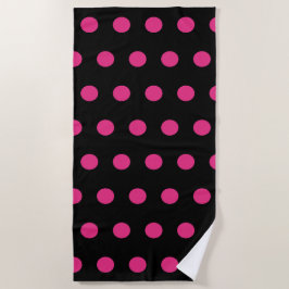 De Playa Toalla Polka Dot Beach (rosa negro y neón)