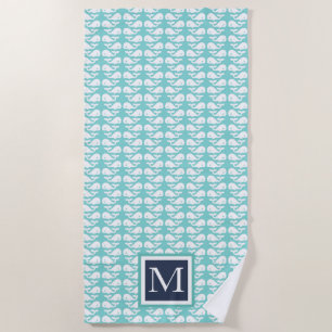 De Playa Toalla Preppy Turquoise Whale Monrarogram Beach