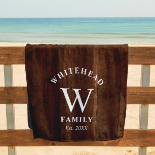 De Playa Toalla Rustic Monograma Dark Wood Beach