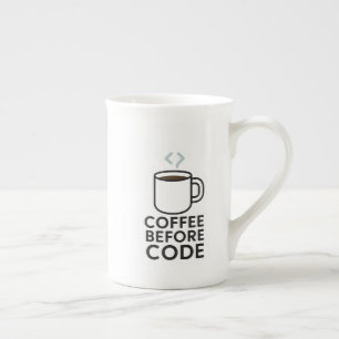 De Porcelana Café Antes del Código — Taza Minimalista con Vapor