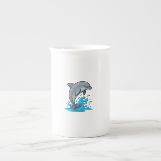 De Porcelana Delfín Alegre Salpicadura - Taza Especial (Frente)