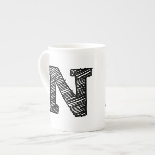 De Porcelana Taza con monograma: Letra "N "
