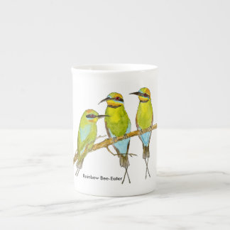 De Porcelana Taza del pájaro del Abeja-Comedor del arco iris