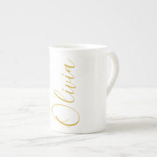 De Porcelana Taza especial Olivia Gold Script Name Blanca