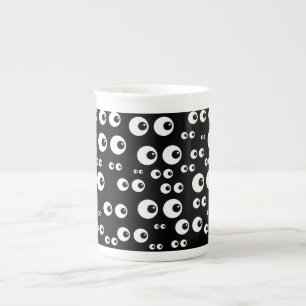 De Porcelana Taza Especializada Ojos Blancos/Fondo Negro
