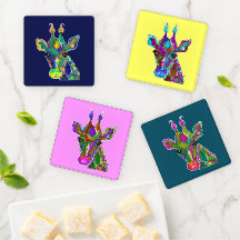 Colorido Pop Art Giraffe Coaster Set