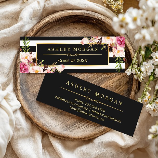 De Presentación Graduación Insertar tarjeta Floral franjas blancas (Subido por el creador)