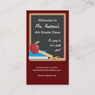 De Presentación Tarjeta del contacto del profesor en una pizarra