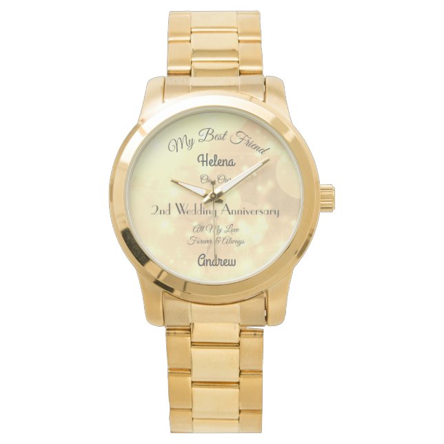 De Pulsera 2.º aniversario Esposa reloj personalizado (Anverso)