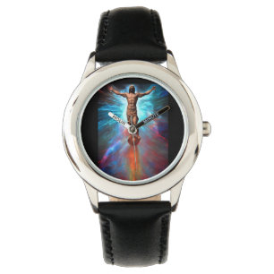 De Pulsera Acero inoxidable Negro Jesús Dando Gracias Reloj