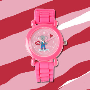 De Pulsera Agradable elefante chica rosa reloj con nombre