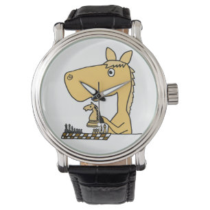 De Pulsera Caballo divertido que juega el reloj del ajedrez