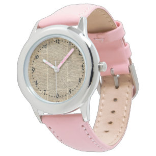 De Pulsera Cuero del rosa del reloj del arte del diccionario