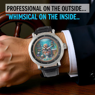De Pulsera Curioso pulpo sobre el reloj del inodoro