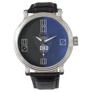 De Pulsera Dice polka puntos dados patrón azul/negro reloj