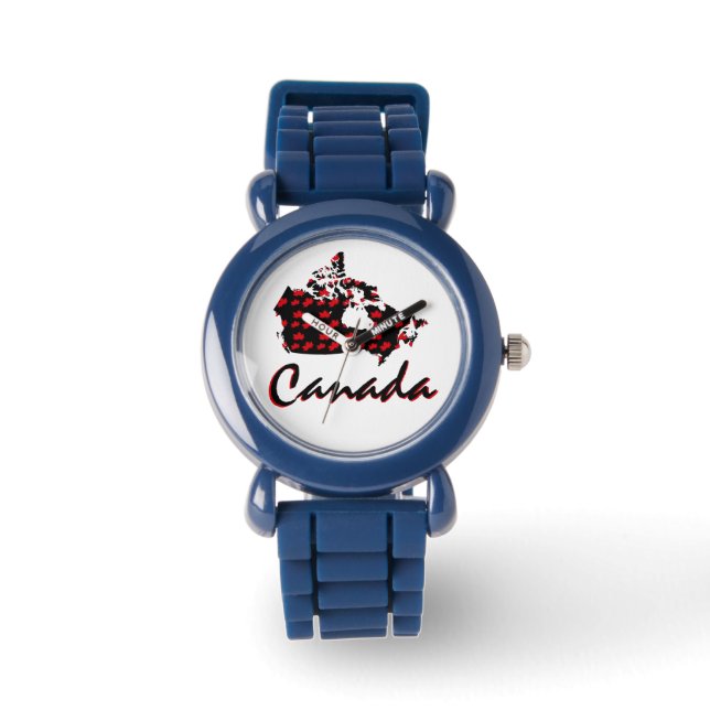 De Pulsera divertido reloj canadiense rojo Maple Canada (Anverso)