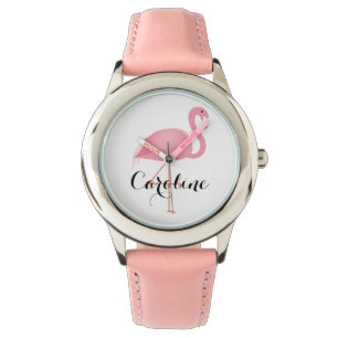 De Pulsera El reloj del chica rosado del flamenco