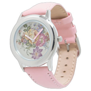 De Pulsera Elegancia: Reloj floral inspirado en porcelana