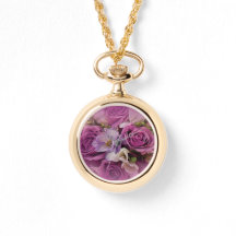 Elegante Reloj Rosa Y Rosa Morado