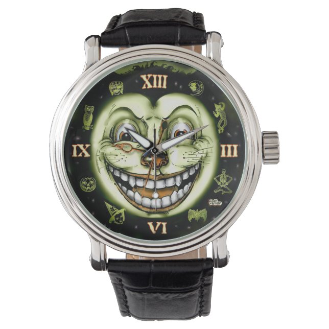 De Pulsera Halloween del Reloj del gato negro 13 (Anverso)