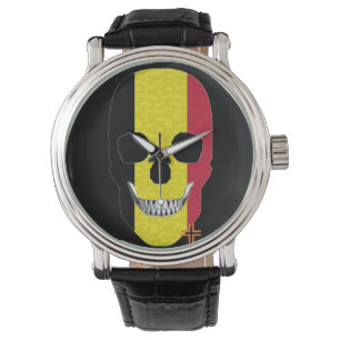 De Pulsera HANDSKULL Bélgica reloj hombres cuero B2