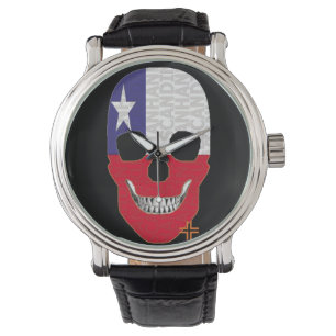De Pulsera HANDSKULL Chile reloj hombres cuero B2