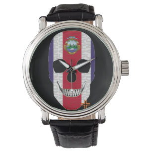 De Pulsera HANDSKULL Costa Rica reloj hombres cuero B2