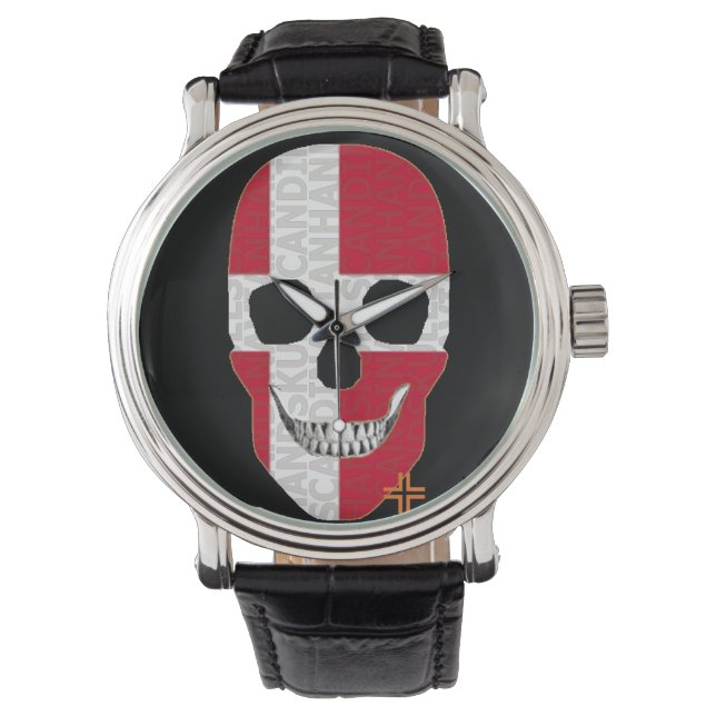 De Pulsera HANDSKULL Dinamarca reloj hombres cuero B2 (Anverso)
