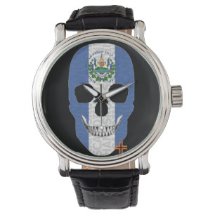 De Pulsera HANDSKULL El Salvador reloj hombres cuero B2