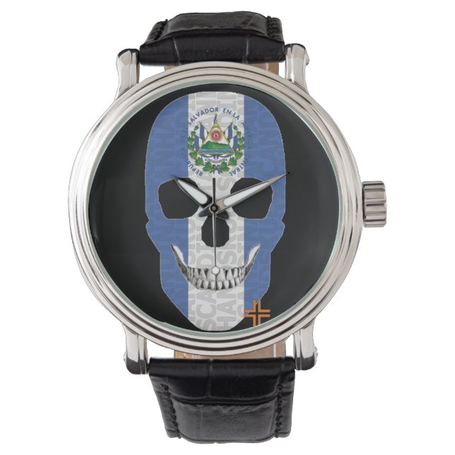 De Pulsera HANDSKULL El Salvador reloj hombres cuero B2 (Anverso)