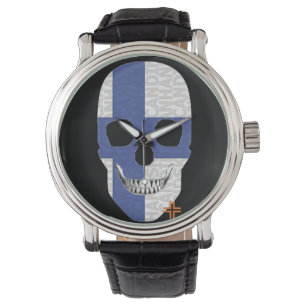 De Pulsera HANDSKULL Finlandia reloj hombres cuero B2