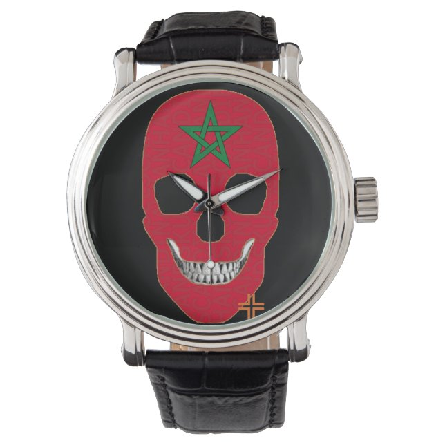 De Pulsera HANDSKULL Marruecos reloj hombres cuero B2 (Anverso)