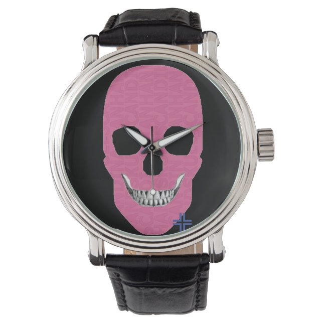 De Pulsera HANDSKULL Rebel reloj rosa hombres cuero B2 (Anverso)