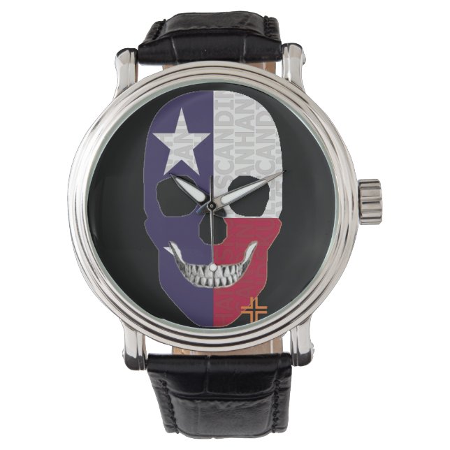 De Pulsera HANDSKULL Texas reloj hombres cuero B2 (Anverso)