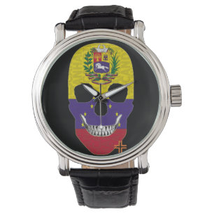 De Pulsera HANDSKULL Venezuela reloj hombres cuero B2