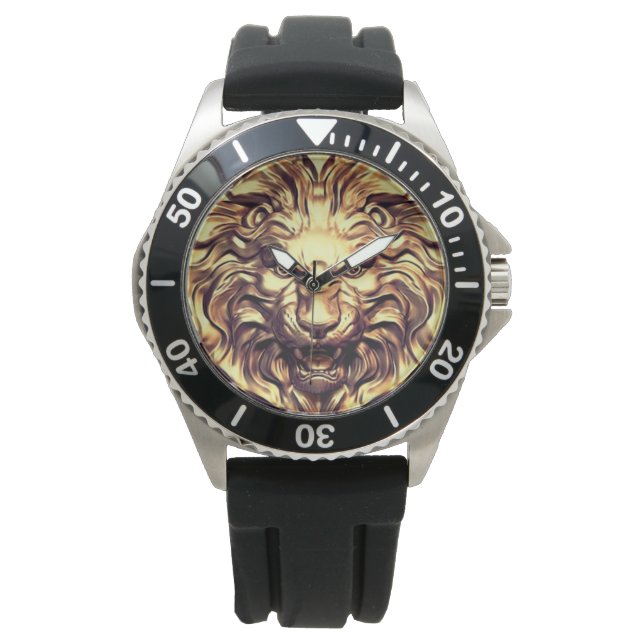 De Pulsera León dorado rugiente Cabeza eWatch reloj (Anverso)