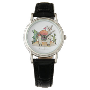 De Pulsera Llama a acuarela con reloj cactus