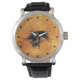 De Pulsera Madera anaranjada natural con el reloj inusual del