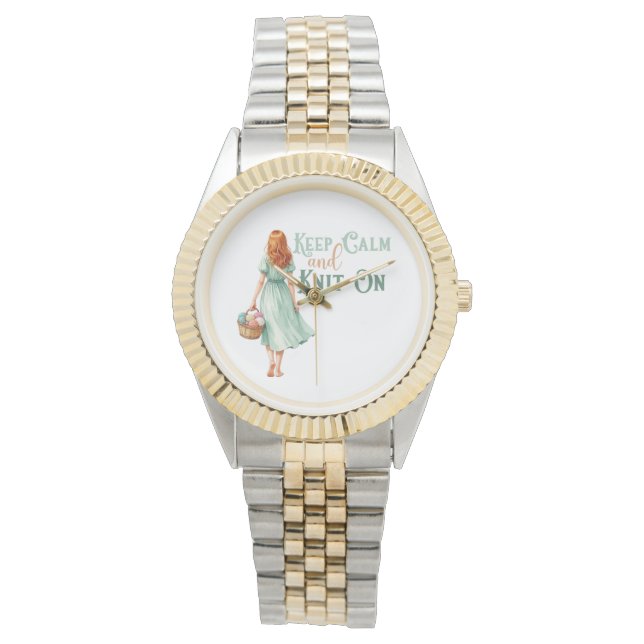 De Pulsera Mantén la Calma y Sigue Tejiendo Reloj (Anverso)