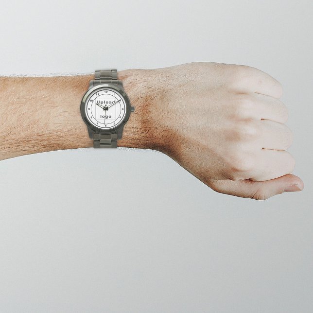 De Pulsera Marca comercial blanca en reloj masculino (Your business logo with white background on men's watch.)