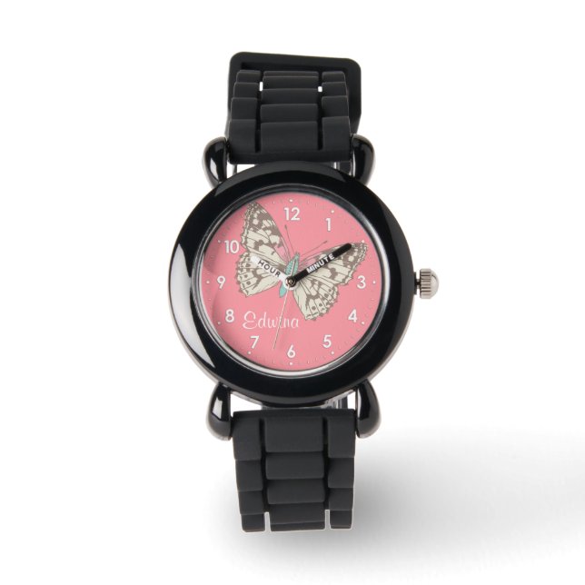 De Pulsera Mariposa pintada dama nombre numerado chicas reloj (Anverso)