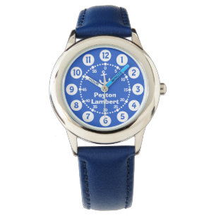 De Pulsera Niños azules y reloj blanco del nombre completo