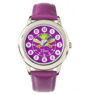 De Pulsera Niños lindos rana y reloj del nombre
