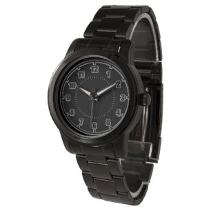 De Pulsera Números blancos en el negro - reloj clásico