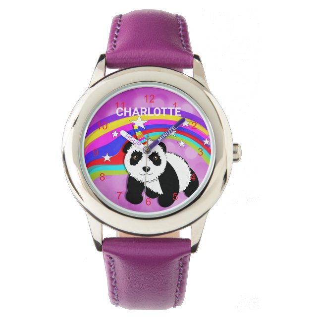 De Pulsera Panda Unicorn Rainbow Cute reloj personalizado (Anverso)